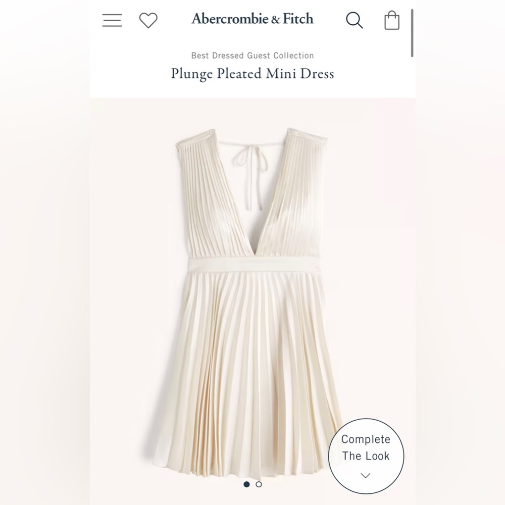 Abercrombie white satin pleated dress